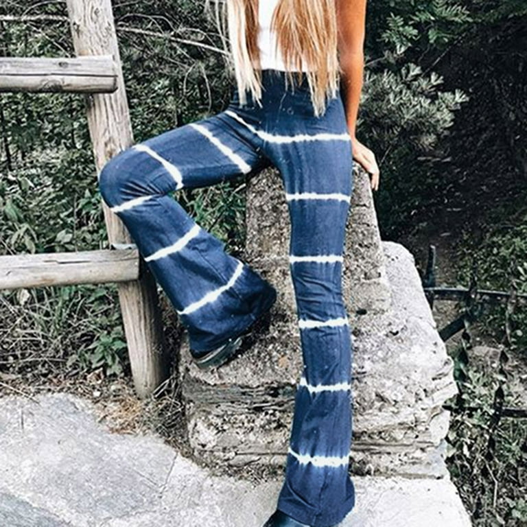 for Women Womens Jeans Women's Trendy Casual Print Flare Stripe Camping Pants Green Cargo Pants for Women White Leggings for Women Clearance on Sales Navy,XL - Walmart.com