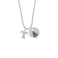 thumbnail image 2 of Delight Jewelry Silvertone Large Initial - T - Silvertone Script Initial Disc - & - Charm Necklace, 20"+3", 2 of 4