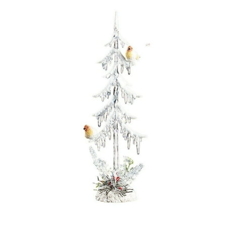 Icy Giftware Pack of 4 Clear Icy Crystal Illuminated Christmas Icicle Tree with Birds Figurines