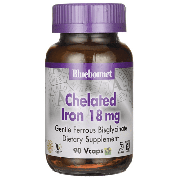 Bluebonnet Albion Chelated Iron 18 Mg, 90 Ct - Walmart.com - Walmart.com