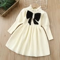 thumbnail image 3 of Esaierr Toddler Girls Knit Dress Baby Princess Dress Girls Long-Sleeved High Neck Vintage Bow Tie Dress Autumn Winter Fashion Long Skirt for 1-4Y, 3 of 5