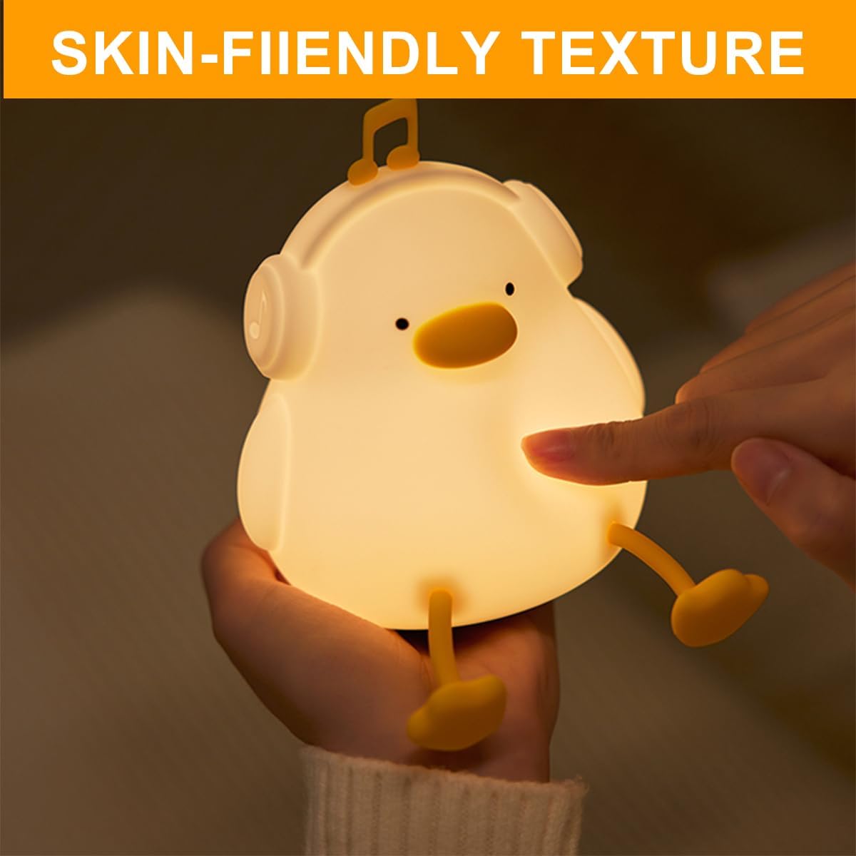 CATPAN Duck Night Light, Squishy Silicone Nightlight for Baby Nursery with 30 Minutes Timer, Cute Duck Lamp Rechargeable Bedside Lamp with Touch Control for Kids Boys Girls Bedrooms, Living Room