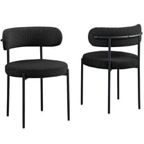 Pemberly Row Boucle Fabric Dining Chairs in Black Finish (Set of 2)