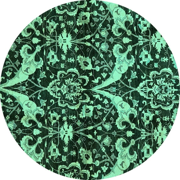 Ahgly Company Indoor Round Abstract Turquoise Blue Modern Area Rugs, 5' Round