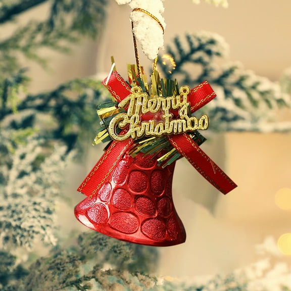EWASWON Red Christmas Tree Ornaments, Set of 4 Hanging Bells Decorations, Christmas Hanging Ornaments for Home Xmas Tree Decor