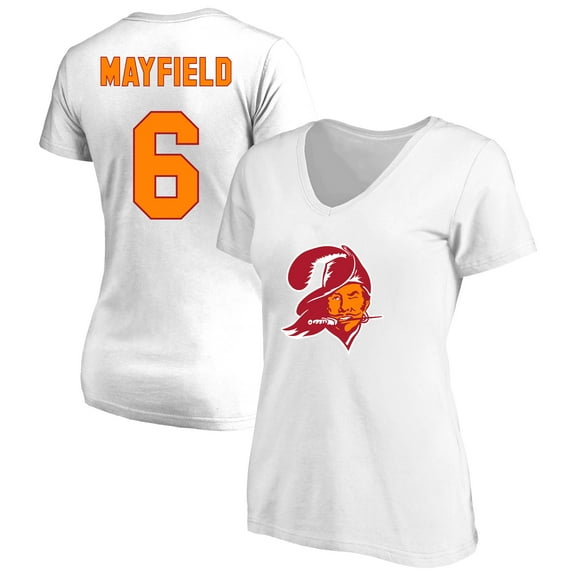 Women's Fanatics Baker Mayfield White Tampa Bay Buccaneers Plus Size Name & Number Scoop Neck T-Shirt