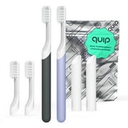 Quip Plastic Battery Brushes & 2 Brush Head Refills, Charcoal & Lavender