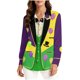thumbnail image 3 of TaTaai Women Fashion Mardi Gras Print Long Sleeve Loose Casual Shirt Unisex Lapel Button Down Blouse Holiday Top for Daily Office Party Streetwear Spring Summer Wear Gift, 3 of 9