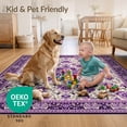 thumbnail image 4 of ODIKA 4'x6' Ultra-Soft Area Rug, Purple Flower Fuzzy Circle Symmetrical Petal Classroom Round None Washable, Bare feet friendly, Silk-Touch for Bedroom Home office, 4 of 7