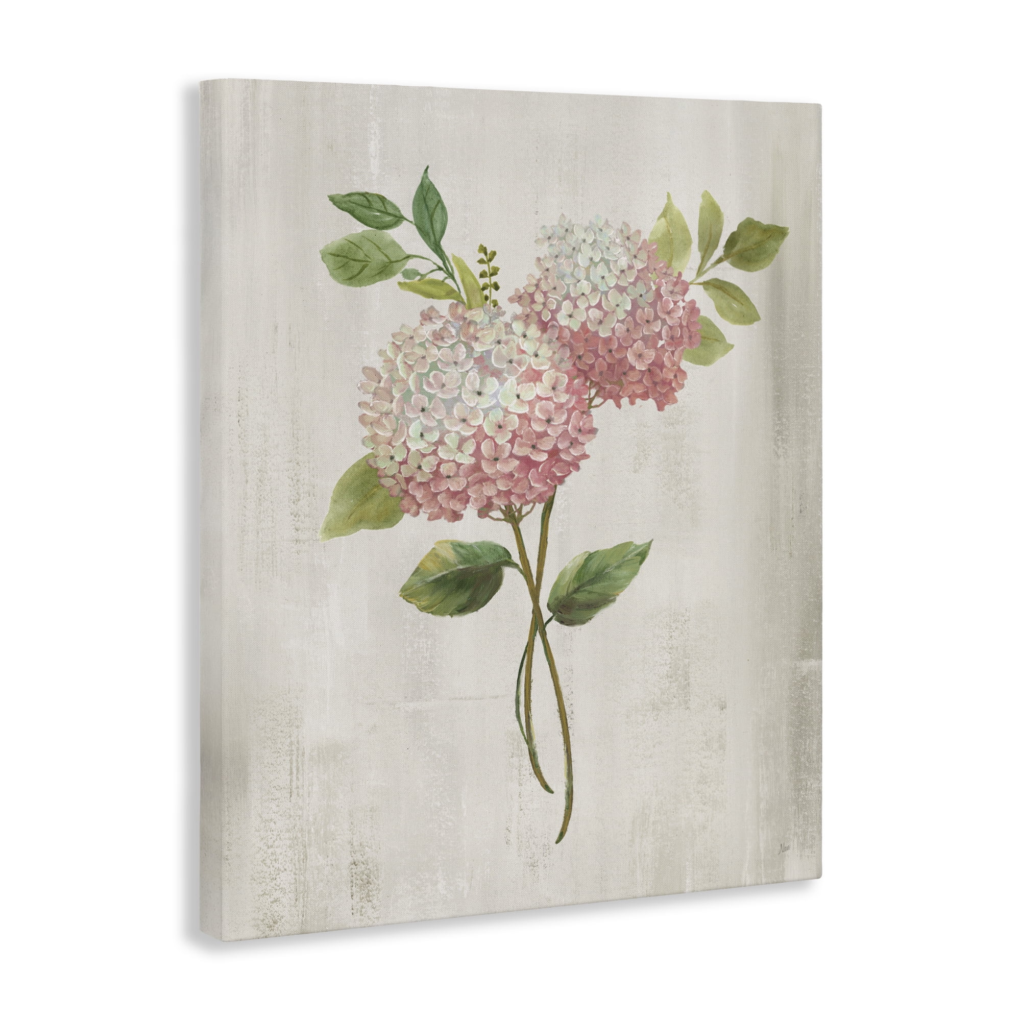 Stupell Industries Pink Hydrangea Paired Stems Canvas Wall Art, design by Nan