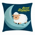 thumbnail image 1 of Sweet Dreams Throw Pillow Cushion Cover, Night Sky Illustration with Sheep Sleeping on the Moon Star Filled Background, Decorative Square Accent Pillow Case, 24 X 24 Inches, Multicolor, by Ambesonne, 1 of 2