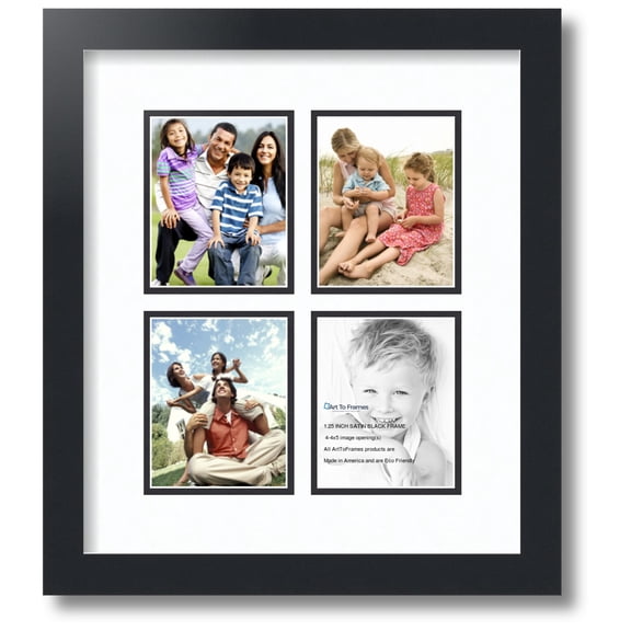 ArtToFrames Collage Photo Picture Frame with 4 - 6x8" Openings, Framed in Black with Super White and Black Mats (CDM-3926-890)