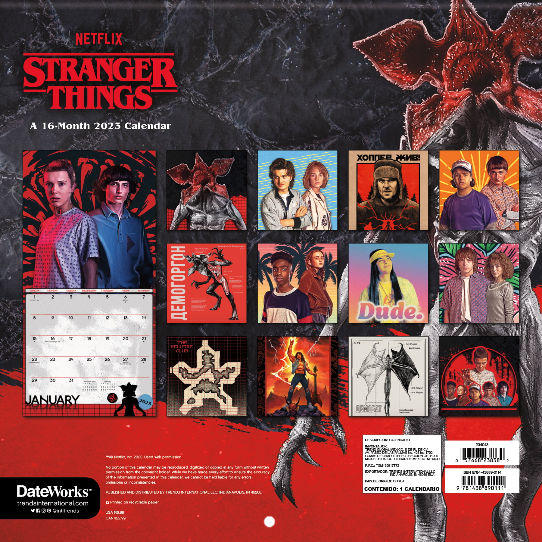 Erik Official Stranger Things Weekly Planner A4 - Stranger Things Calendar  - Family Calendar - 54 Tear Off Pages - 2022 - Stranger Things Gifts 