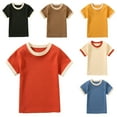 thumbnail image 4 of Esaierr Girls Boys Cotton T-Shirt Solid Colours Summer Short Sleeve Tees Tops 2-6 Years Comfortable Crewneck Bottom Shirt for Toddler Kids, 4 of 9