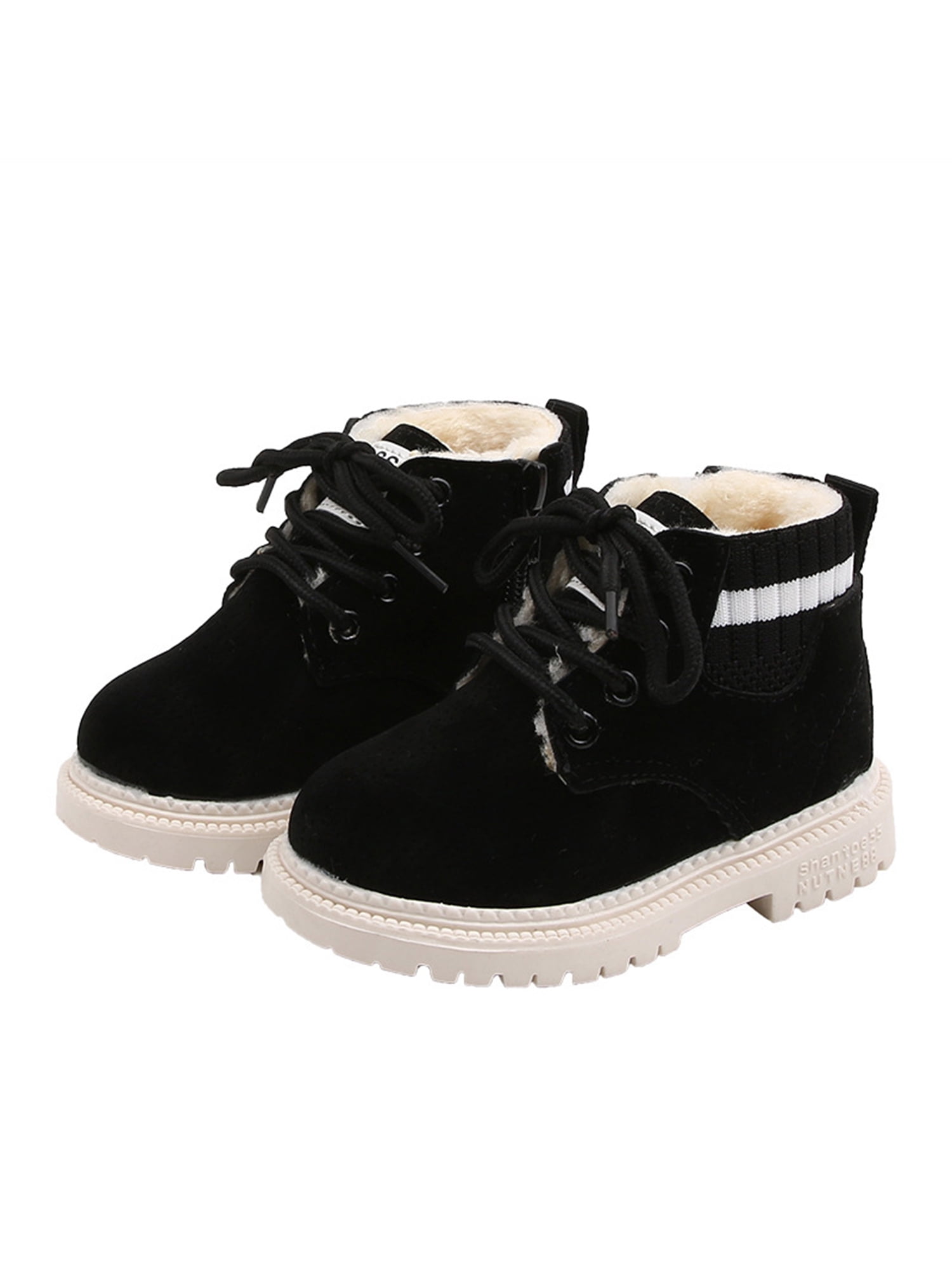 Eloshman Child Comfort Round Toe Winter Boot Non-Slip School Shoes Breathable Zipper Snow Boots Black 4.5C Walmart.com