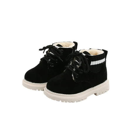 

Avamo Boys Outdoor Non-Slip Plush Lined Snow Boots School Waterproof Round Toe Ankle Bootie Comfort Shoes Black 11.5C