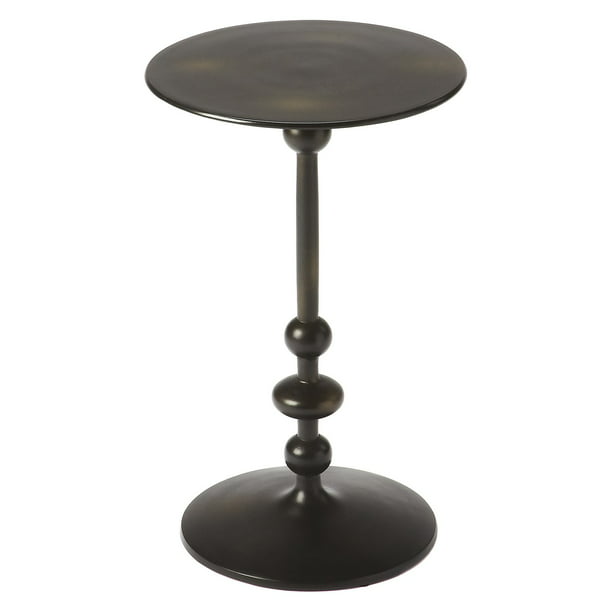 Butler Specialty Zora Pedestal End, Black Round Pedestal Side Table