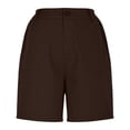 thumbnail image 6 of BXJX Womens Bermuda Shorts, Above the Knee Walking Zipper Pocket Elastic Waist Cargo Shorts Brown Size XL, 6 of 9