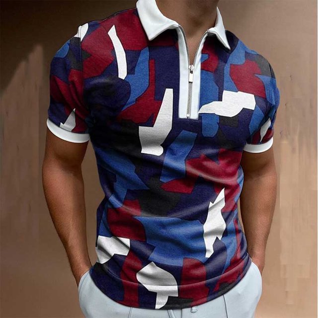Plaid Polo camisa de los hombres Casual de talla grande manga corta Top foto Color S MABOTO PLS-6 XXXL