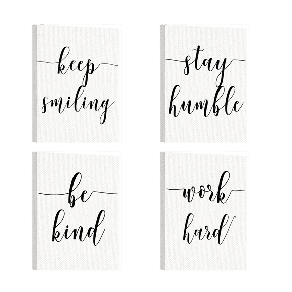 Wall-eMart Black and White Canvas Art Wall Art Inspirational Quote & Motivational Phrases for Office or Living Room Home Decor Ready to Hang (Set of 4 8"x10")