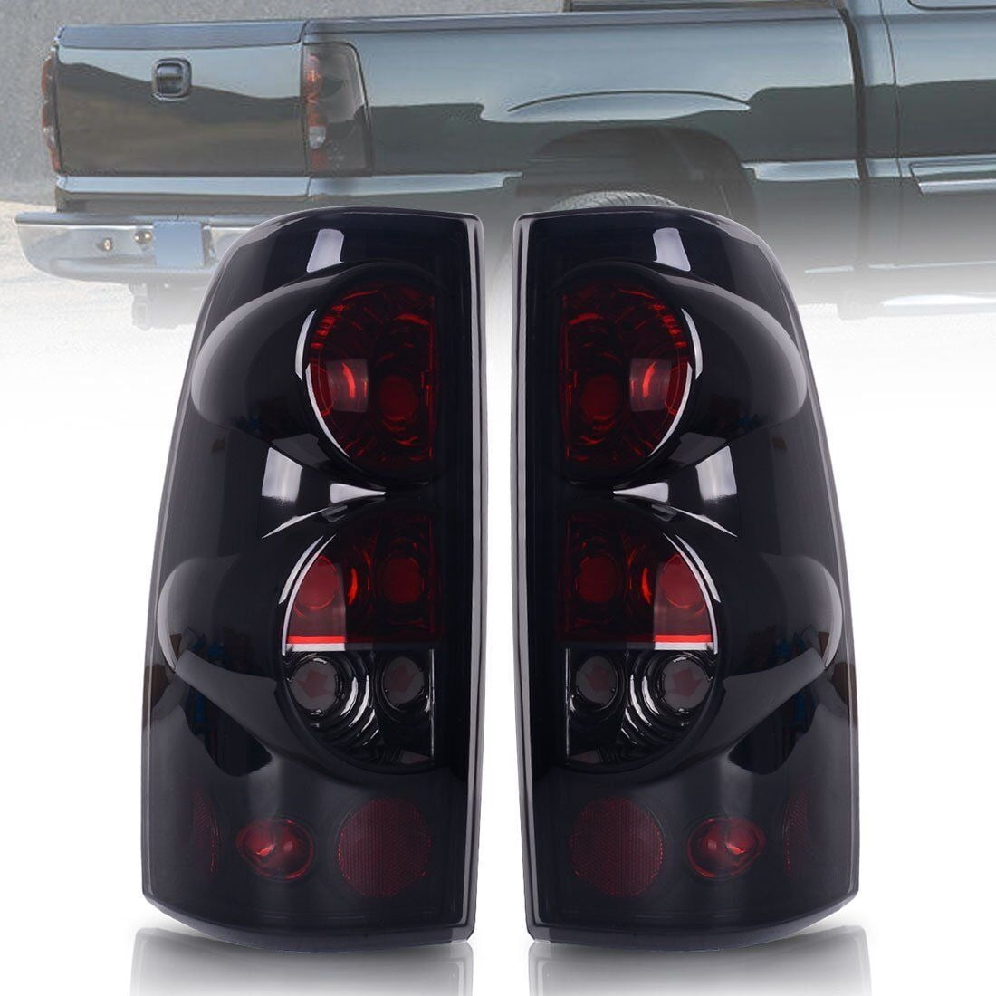 RVNI Black Smoke Tail Lights Brake Lamps For 1999-2006 Chevy Silverado 1500 2500 3500