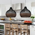 thumbnail image 2 of Arturesthome Handwoven Kitchen Island Black Brown Rattan Pendant Light, 2 of 12