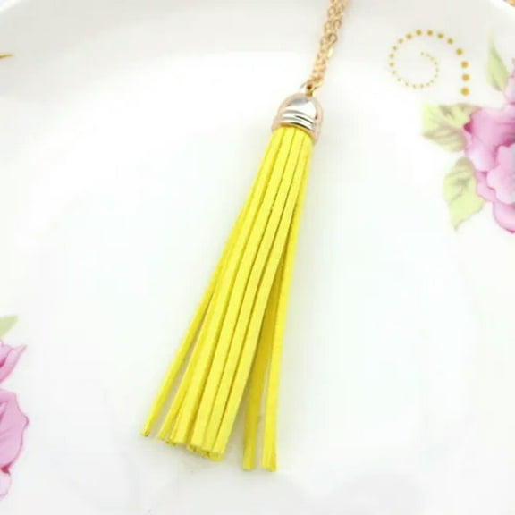 Gold Plated Brown Gray Velvet Tassel Pendant Long Necklace Christmas Jewelry