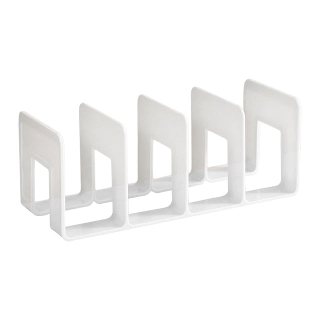 Sujetalibros de acrílico con 4 compartimentos, estante de almacenamiento para libros, suministros de oficina, bolsas, estante de exhibición, organizad