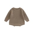 thumbnail image 1 of LNGOOR Newborn Infant Baby Girls Boys Jumpsuit  Knitting Ribbed Surface Round Neck Long Sleeve Solid Color Crotch Button Bodysuit 0-2T, 1 of 7