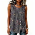 thumbnail image 6 of ClodeEU Women's Floral Print Sleeveless Tank Top, Round Neck Casual Flowy Blouse k-Multicolor,Women's Plus S, 6 of 6