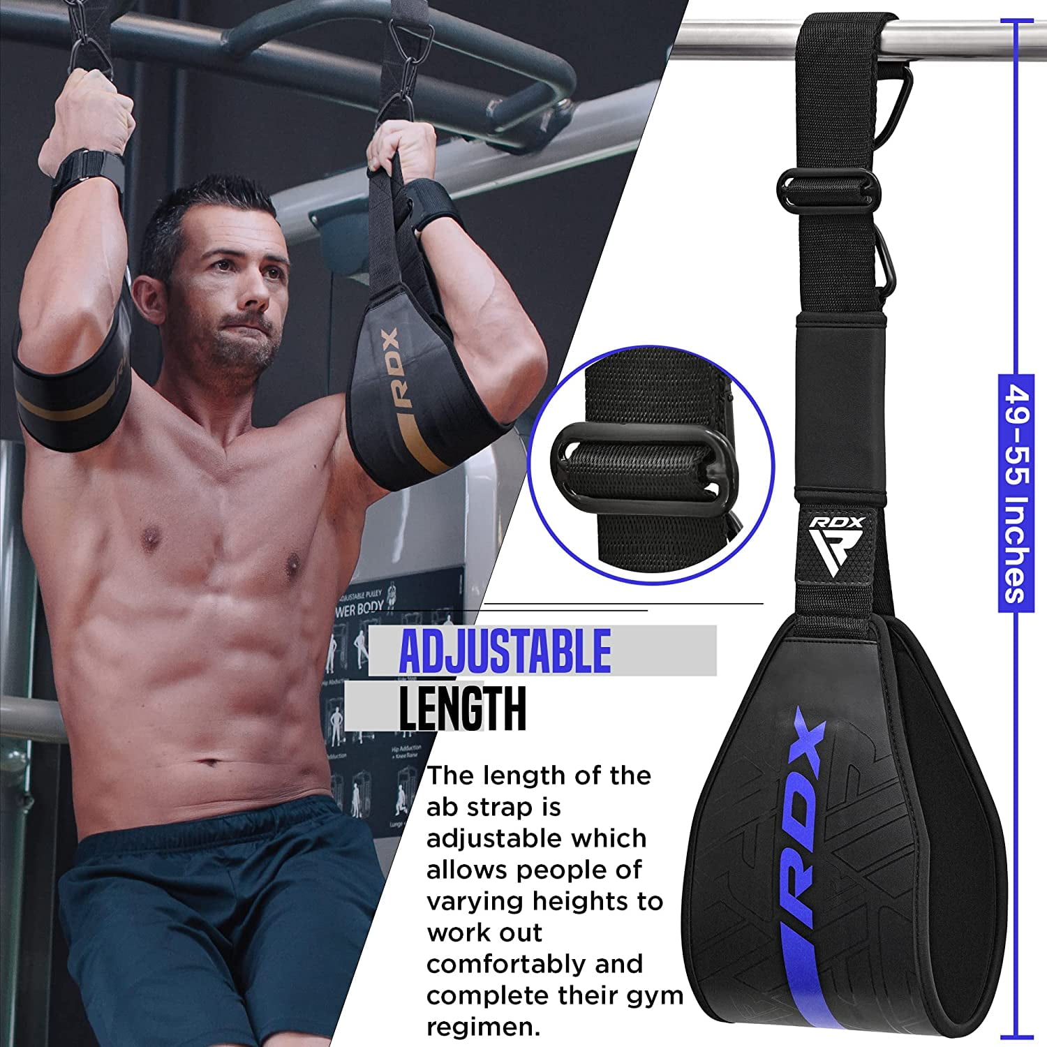 RDX Fitness AB Straps for Core Training Muscle Building Maya Hide Leather Steel D Rings Home Gym Equipment Walmart