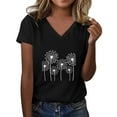 thumbnail image 2 of Women's Fashion Casual V Neck Floral Print Top Short Sleeve T Shirt, 2 of 4