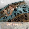 thumbnail image 3 of Animal Paw Print Twin Size Comforter Set, Dog Claws Pattern Brown Blue Wooden Striped Bedding for All Seasons, 4 Pcs Bed Set, 1 Quiltcover (68"x86") ,1Sheet(67"x116"), 2Pillowcases (30"x20"), 3 of 9