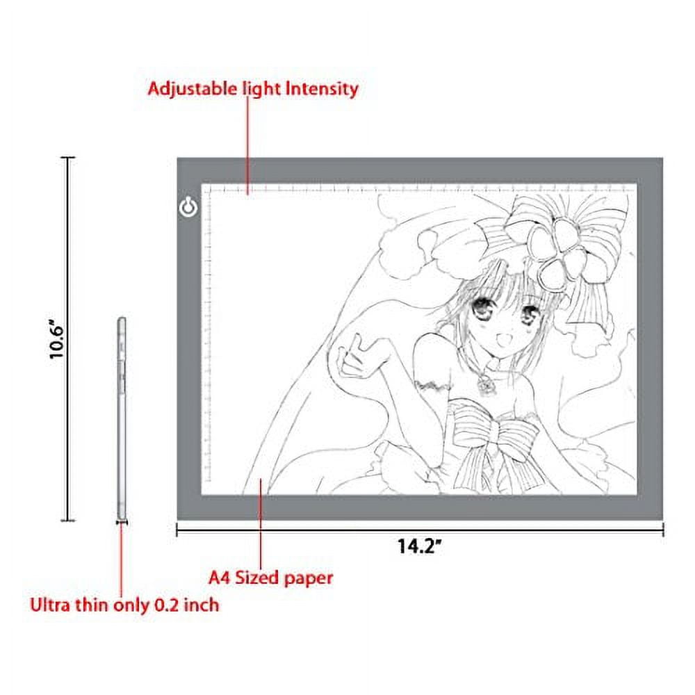 A4 Silver LED Trace Light Pad NXENTC Light Table USB Power LED Tracing Light Board for Artists,Drawing, Sketching, Animation 04-A4 silver