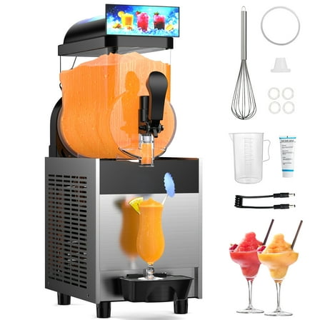 Joreek Commercial Slushy Machine 4Gal/15L Frozen Drink Machine & Slushie Machine, Stainless Steel Margarita Machine with LED Light
