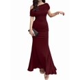 thumbnail image 3 of Women'S Off Shoulder Elegant Sleeveless Bodycon Long Formal Party Evening Dress Wine Red XXL, 3 of 9