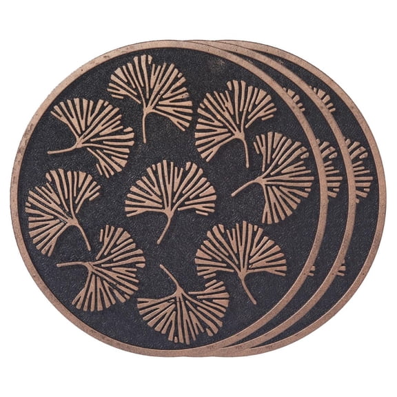 HF by LT Gingko Stepping Stone, 11-3/4 inches, Black with Brushed Brass Finish, Set of 3