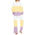 thumbnail image 4 of Riecok Loungewear Sets for Women Crewneck Long Sleeve Tops and Pants Striped Soft Comfortable Sleepwear, 4 of 6