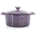 thumbnail image 2 of MegaChef 2.7 Quart Round Enameled Cast Iron Casserole in Gradient Purple, 2 of 7