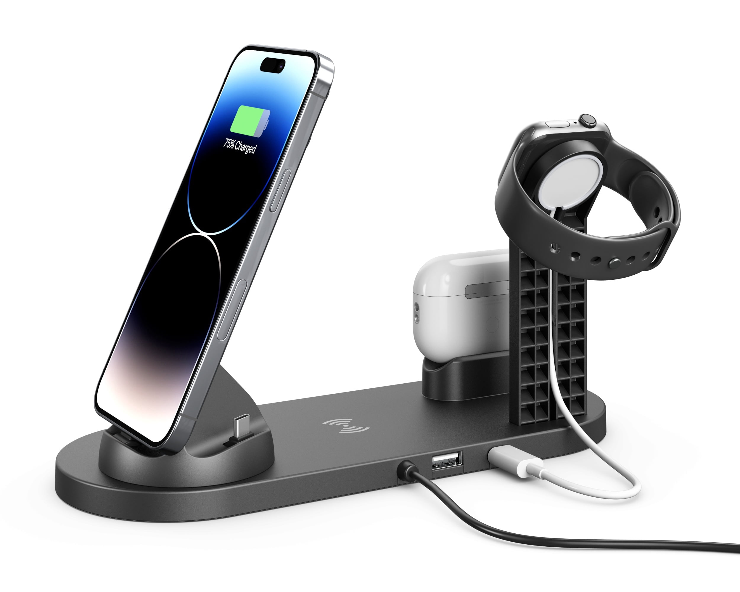 Egoelife Wireless Charger Mobile Phone Charging Station For Multiple Devices , Multi-in-one Charger, Fast Charging, Black