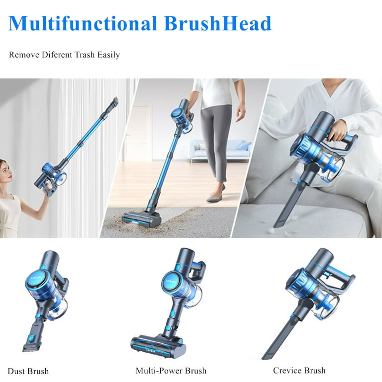  Lubluelu Cordless Vacuum Cleaner, 15KPa Powerful Suction  Cordless Stick Vacuum, Up to 40 Minutes Runtime Detachable Battery, 6 in 1  Lightweight Stick Vacuum for Hardwood Floor,Carpet, Pet Hair