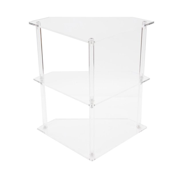 3 Layer Acrylic Corner Table, Acrylic Corner Side Table Sufficient Storage for Living Room