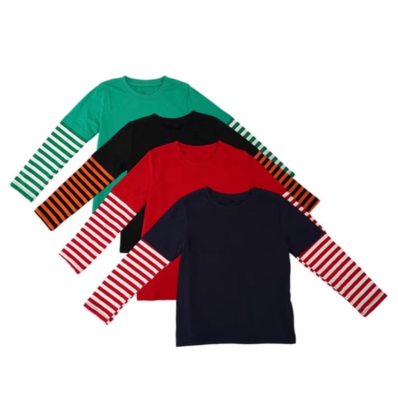 Fozruso Boys Striped Long Sleeve T-Shirts Casual Round Neck Pullover Tee Shirt Tops Fall Outfits