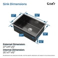 thumbnail image 2 of 27x19 inch Black Stainless Steel Single Bowl Undermount Kitchen Sink with US Standard Drain and Hook, Model SS-BL04D-271908, 2 of 11