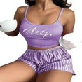 thumbnail image 1 of Conjunto de 2 pijamas de verano para mujer, sudadera y pantalones cortos sin mangas, con cuello redondo Camiseta sin mangas, ropa de estar elástica, suave, 1 of 5