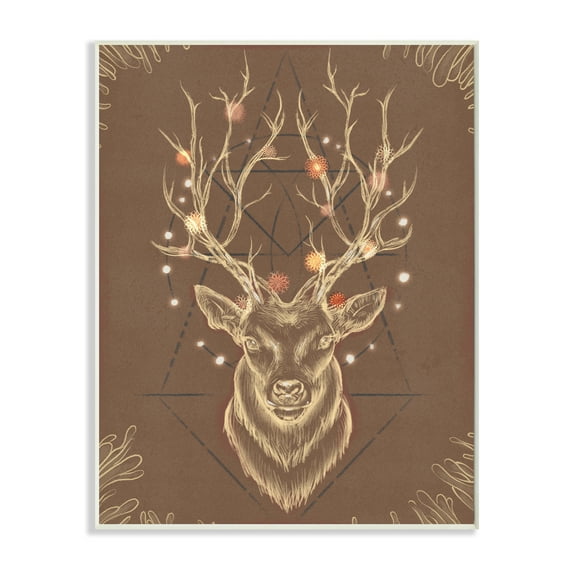 Stupell Industries Rustic Deer Antlers Abstract Geometric Sketch Wall Plaque by Ziwei Li