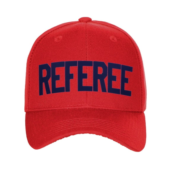 Sport Classic Baseball Hat Custom Referee Letters Structured Cap, Red Hat Navy Letters