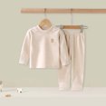 thumbnail image 5 of Cethrio Girls' Pajama Sets Long Sleeve, Fall Winter 2 Piece Comfortable Girls' Sleepwear Beige Size 7-8T, 5 of 6