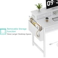 thumbnail image 7 of White Computer Desk with Fabric Drawers for Home Office, 40 inch Vanity Makeup Desk with Drawers Storage for Bedroom, Writing Study Table with Power Outlet & Monitor Stand, White, 7 of 7