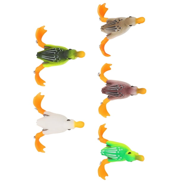 Haofy 5pcs Topwater Duck Lure Rubber Floating Duck Fishing Lure With Hooks  Bass Bait 